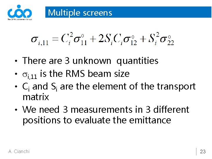 Multiple screens 0 0 0 • There are 3 unknown quantities • si, 11