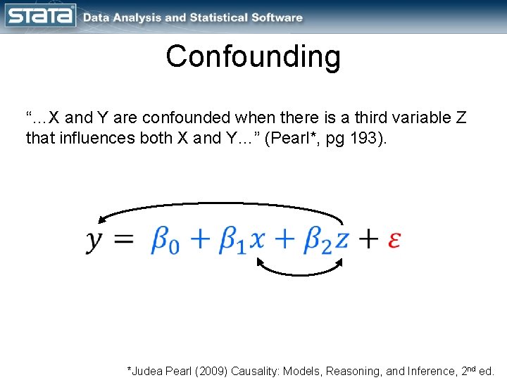 Confounding “…X and Y are confounded when there is a third variable Z that