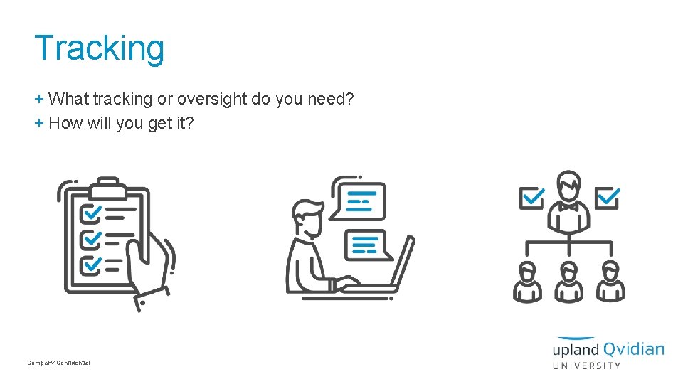 Tracking + What tracking or oversight do you need? + How will you get