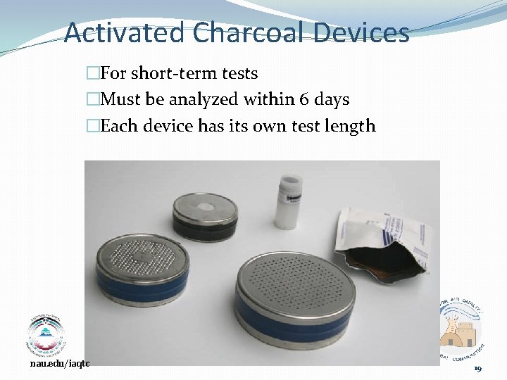 Activated Charcoal Devices �For short-term tests �Must be analyzed within 6 days �Each device