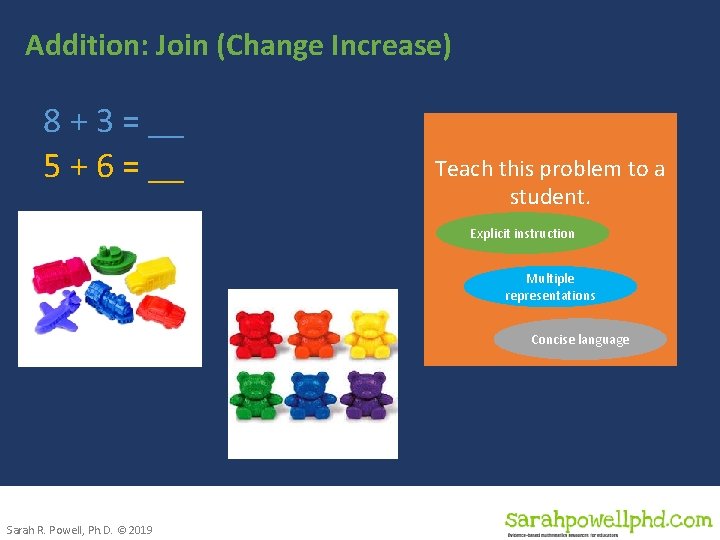 Addition: Join (Change Increase) 8 + 3 = __ 5 + 6 = __