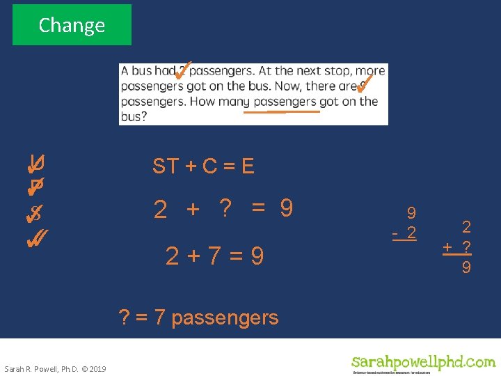 Change ✓ U ✓ P ✓ S ✓ ✓ ✓ ST + C =