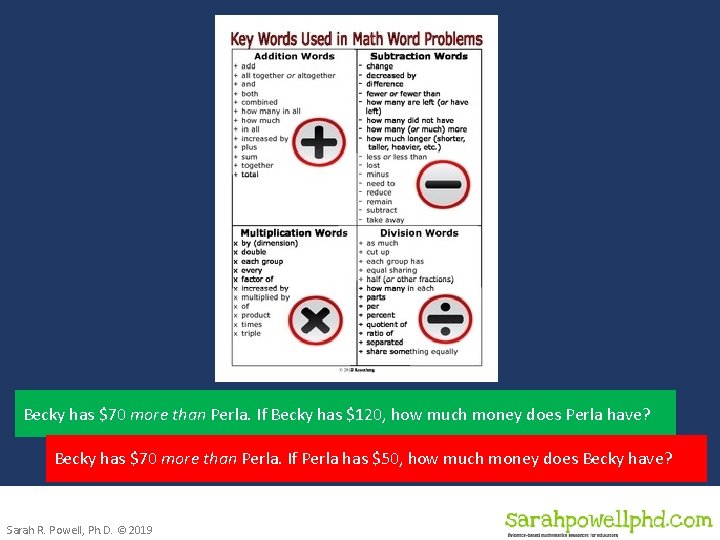 Becky has $70 more than Perla. If Becky has $120, how much money does