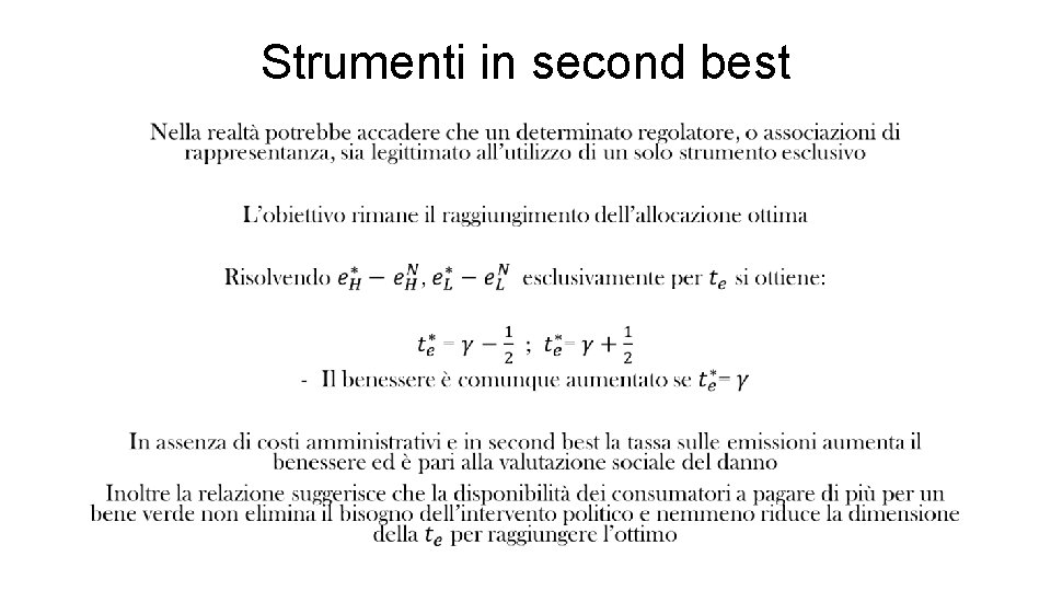 Strumenti in second best • 