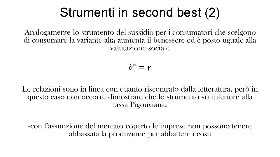 Strumenti in second best (2) • 