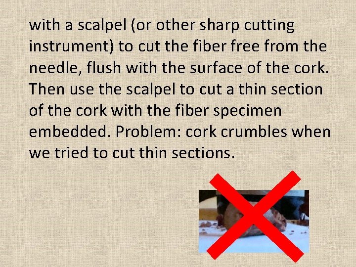 with a scalpel (or other sharp cutting instrument) to cut the fiber free from