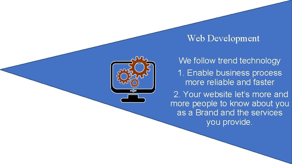 Web Development We follow trend technology 1. Enable business process more reliable and faster