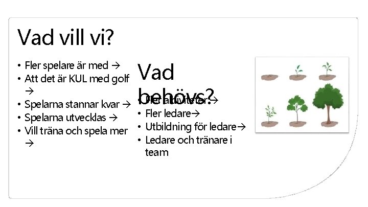 Vad vill vi? • Fler spelare är med • Att det är KUL med