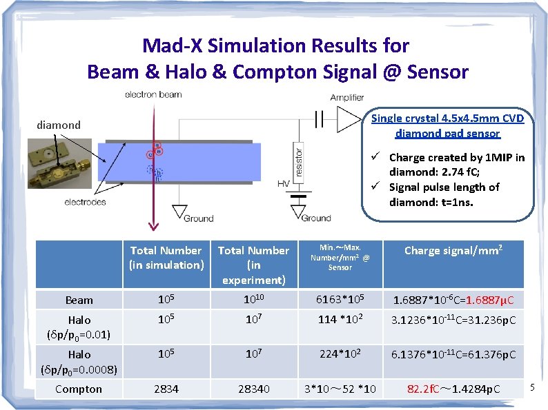 Mad-X Simulation Results for Beam & Halo & Compton Signal @ Sensor Single crystal