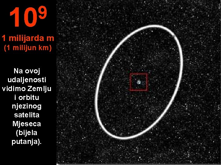 9 10 1 milijarda m (1 milijun km) Na ovoj udaljenosti vidimo Zemlju i