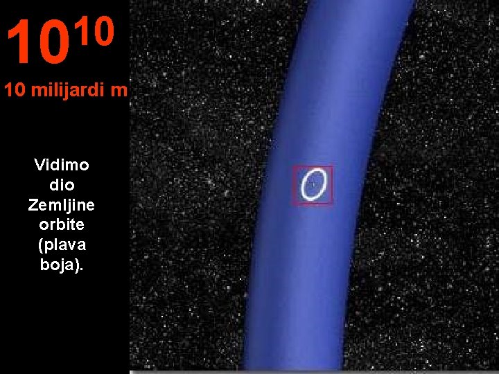 10 10 10 milijardi m Vidimo dio Zemljine orbite (plava boja). 