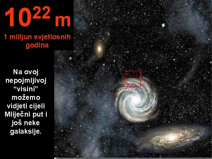 22 10 m 1 milijun svjetlosnih godina Na ovoj nepojmljivoj “visini” možemo vidjeti cijeli