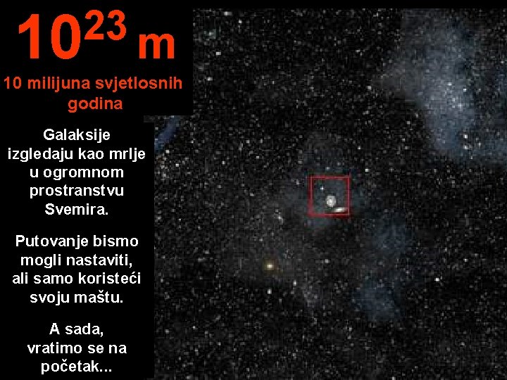 23 10 milijuna svjetlosnih godina Galaksije izgledaju kao mrlje u ogromnom prostranstvu Svemira. Putovanje