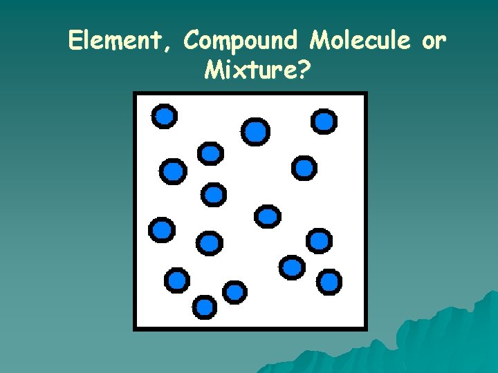 Element, Compound Molecule or Mixture? 