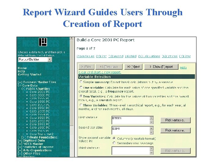 Report Wizard Guides Users Through Creation of Report 