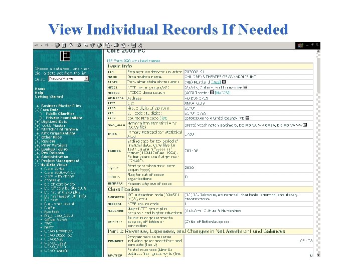 View Individual Records If Needed 