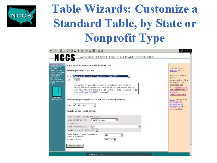 Table Wizards: Customize a Standard Table, by State or Nonprofit Type 