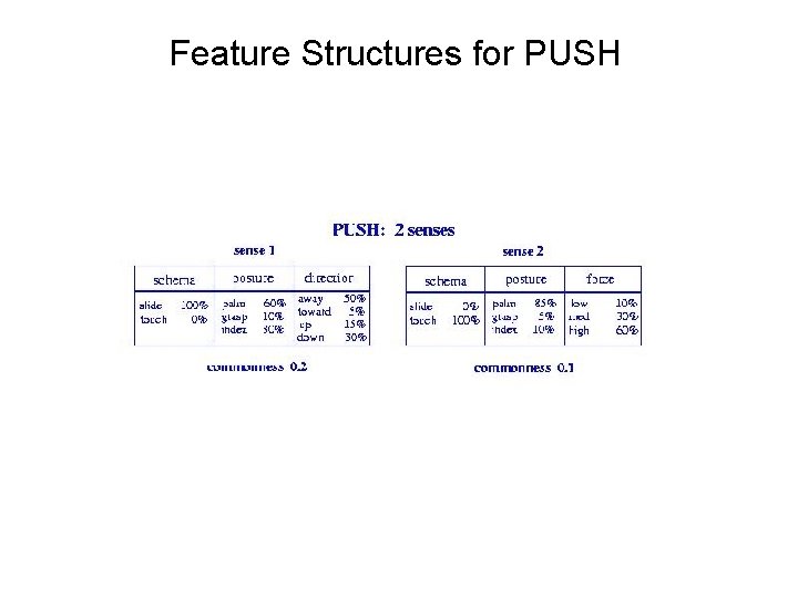 Feature Structures for PUSH 