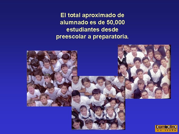 El total aproximado de alumnado es de 50, 000 estudiantes desde preescolar a preparatoria.