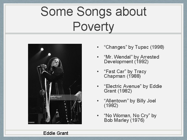 Introduction to World Poverty Some Songs about Poverty