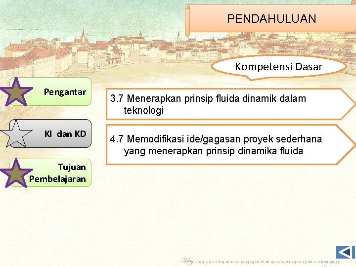 PENDAHULUAN Kompetensi Dasar Pengantar KI dan KD Tujuan Pembelajaran 3. 7 Menerapkan prinsip fluida