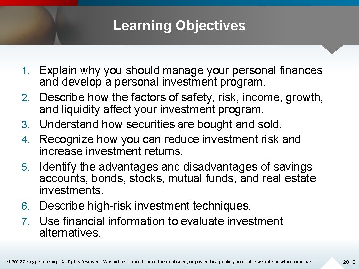 Learning Objectives 1. Explain why you should manage your personal finances 2. 3. 4.