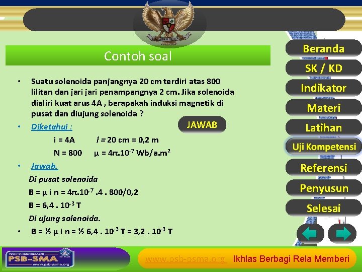 Contoh soal Suatu solenoida panjangnya 20 cm terdiri atas 800 lilitan dan jari penampangnya