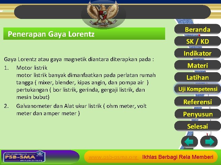 Penerapan Gaya Lorentz atau gaya magnetik diantara diterapkan pada : 1. Motor listrik motor