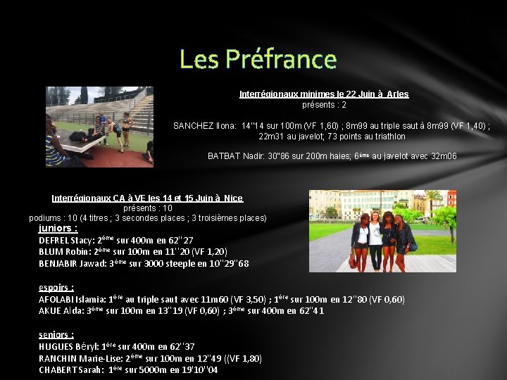 Les Préfrance Interrégionaux minimes le 22 Juin à Arles présents : 2 SANCHEZ l.