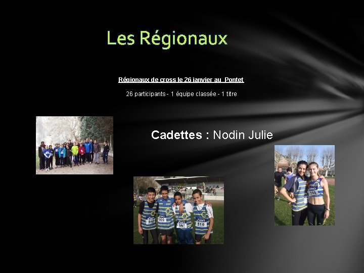 Les Régionaux de cross le 26 janvier au Pontet 26 participants - 1 équipe