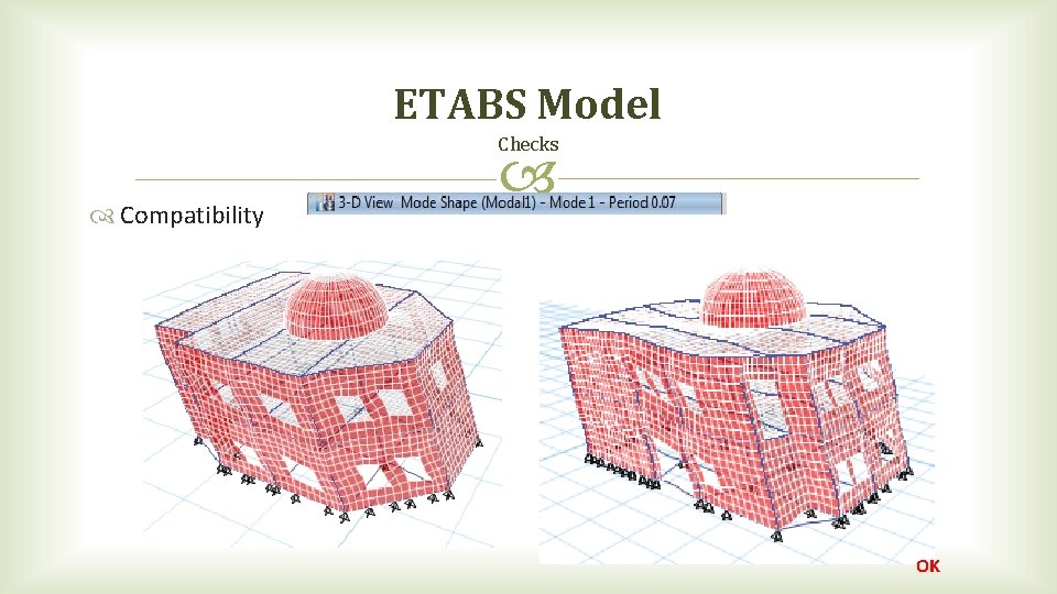 ETABS Model Checks Compatibility OK ETABS Model Checks Compatibility OK