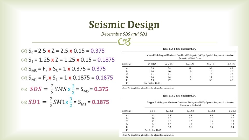 Seismic Design Determine SDS and SD 1 Seismic Design Determine SDS and SD 1