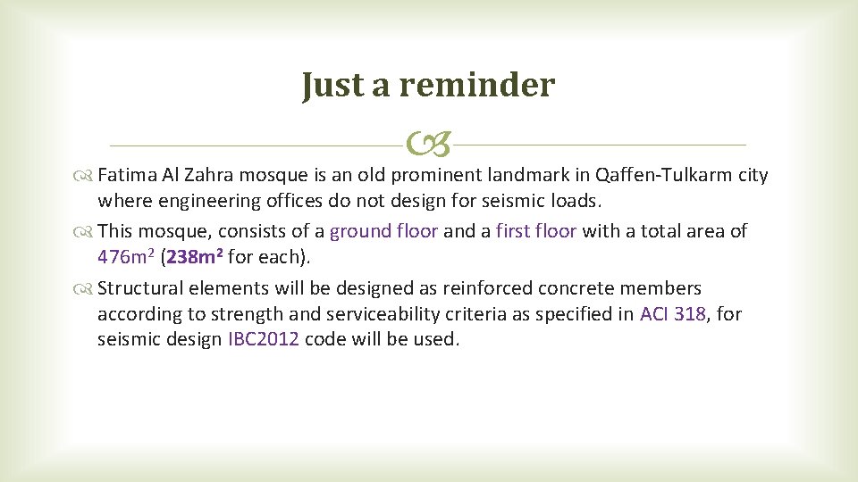 Just a reminder Fatima Al Zahra mosque is an old prominent landmark in Qaffen-Tulkarm Just a reminder Fatima Al Zahra mosque is an old prominent landmark in Qaffen-Tulkarm