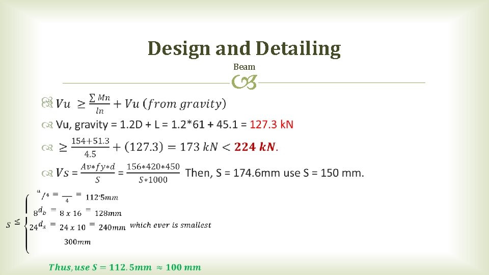Design and Detailing Beam Design and Detailing Beam