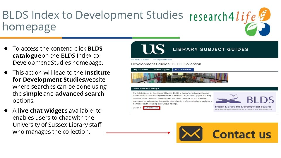 BLDS Index to Development Studies homepage ● To access the content, click BLDS catalogue