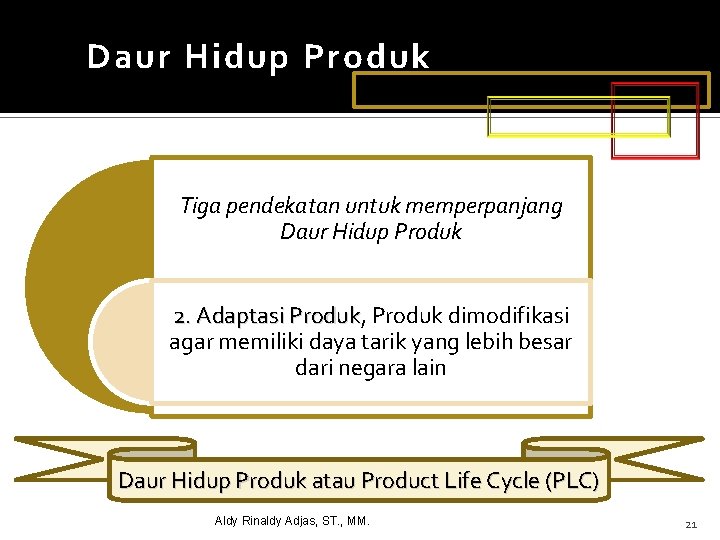 Daur Hidup Produk Tiga pendekatan untuk memperpanjang Daur Hidup Produk 2. Adaptasi Produk, Produk