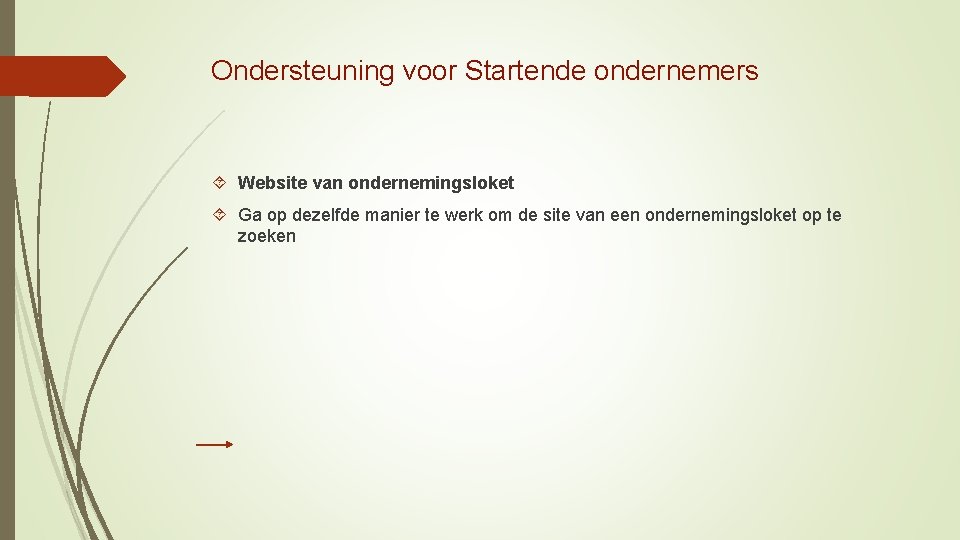 Ondersteuning voor Startende ondernemers Website van ondernemingsloket Ga op dezelfde manier te werk om