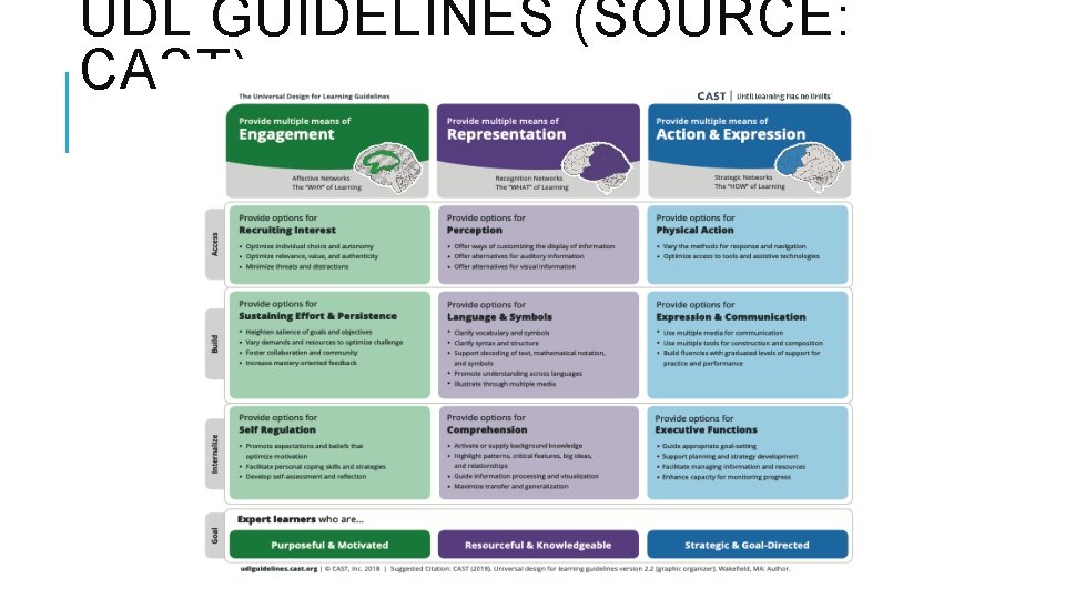 UDL GUIDELINES (SOURCE: CAST)  UDL GUIDELINES (SOURCE: CAST)