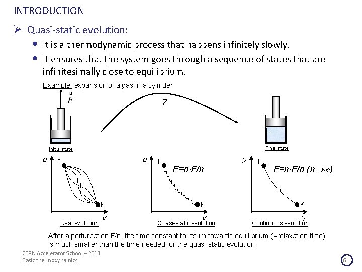 INTRODUCTION Ø Quasi-static evolution: • • It is a thermodynamic process that happens infinitely