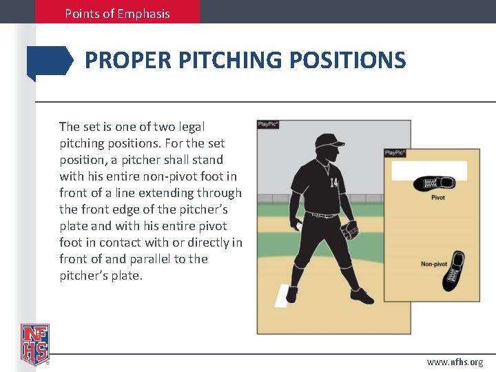 Points of Emphasis PROPER PITCHING POSITIONS The set is one of two legal pitching