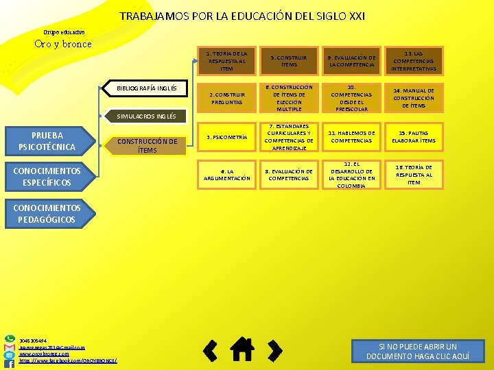 TRABAJAMOS POR LA EDUCACIÓN DEL SIGLO XXI Grupo educativo Oro y bronce BIBLIOGRAFÍA INGLÉS