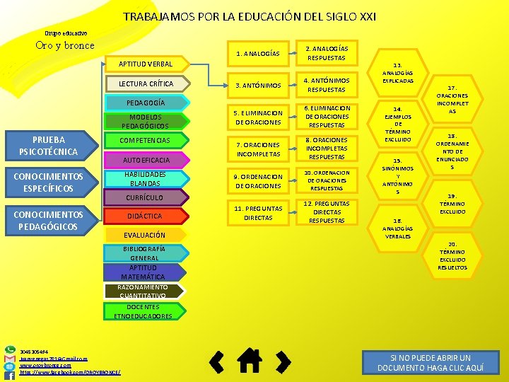 TRABAJAMOS POR LA EDUCACIÓN DEL SIGLO XXI Grupo educativo Oro y bronce 1. ANALOGÍAS