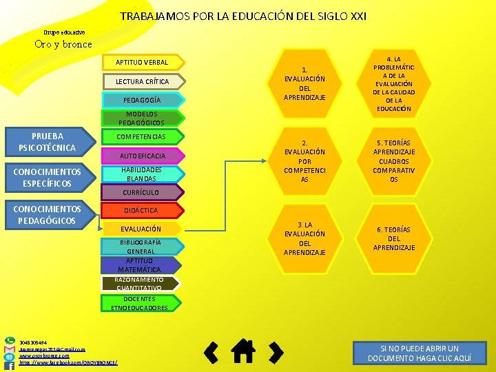 TRABAJAMOS POR LA EDUCACIÓN DEL SIGLO XXI Grupo educativo Oro y bronce APTITUD VERBAL