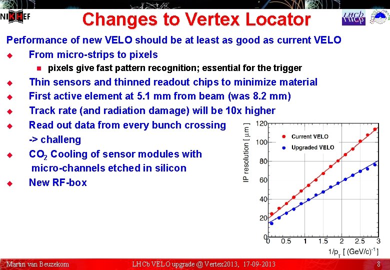 Changes to Vertex Locator Performance of new VELO should be at least as good