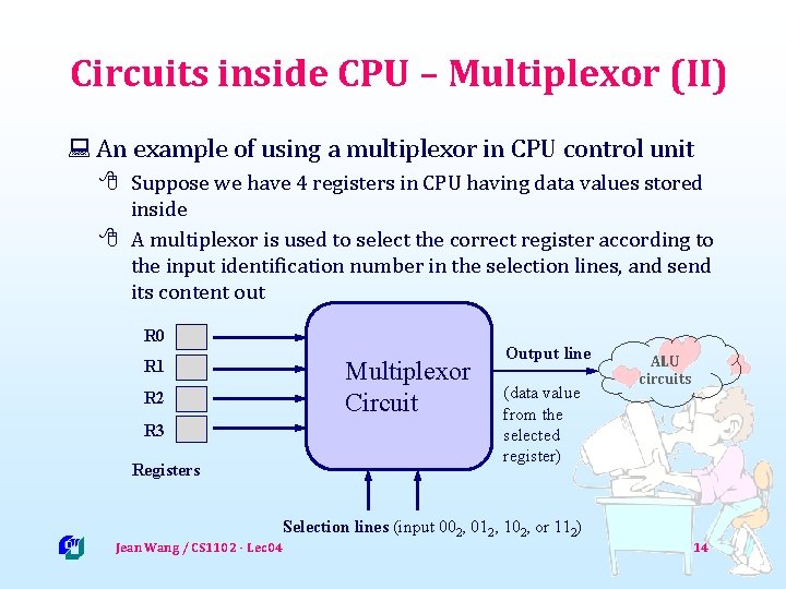 Circuits inside CPU – Multiplexor (II) : An example of using a multiplexor in