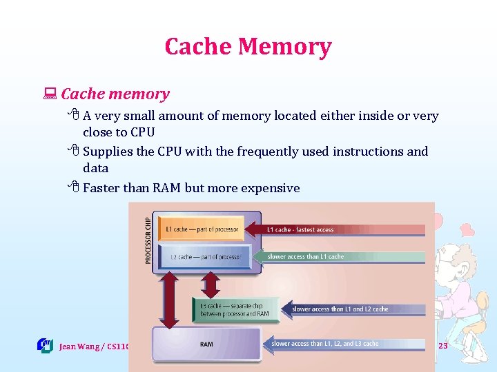 Cache Memory : Cache memory 8 A very small amount of memory located either