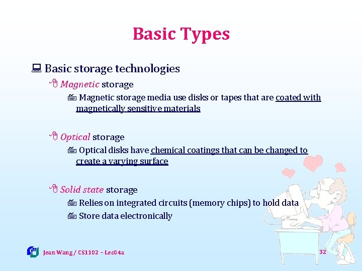 Basic Types : Basic storage technologies 8 Magnetic storage 7 Magnetic storage media use