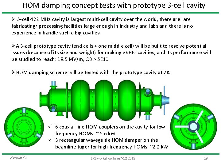 HOM damping concept tests with prototype 3 -cell cavity Ø 5 -cell 422 MHz