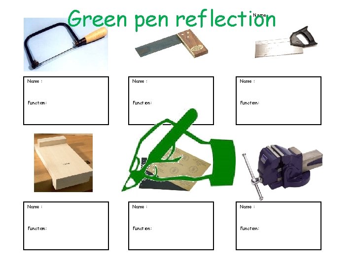 Green pen reflection Name : Name : Function: Function: 