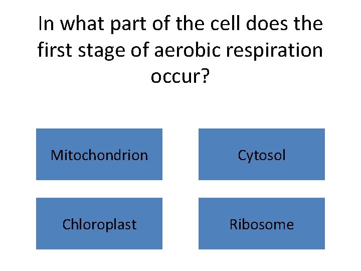 In what part of the cell does the first stage of aerobic respiration occur?